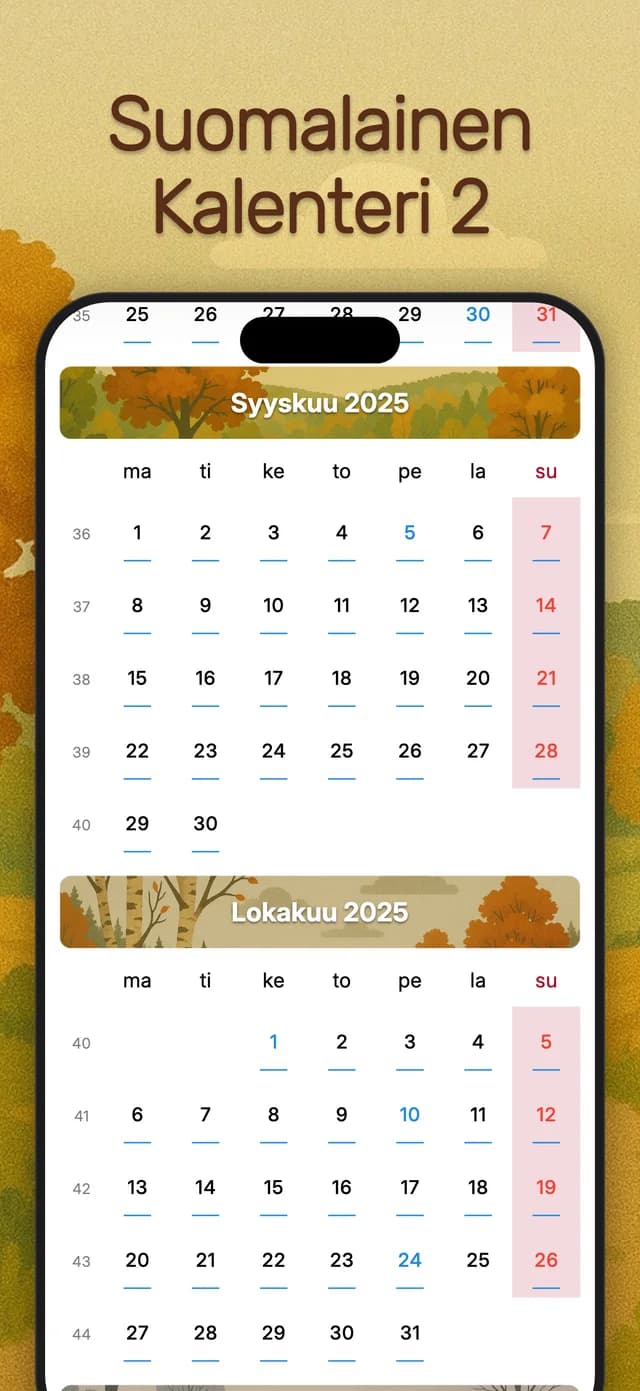 Kuukausinäkymä